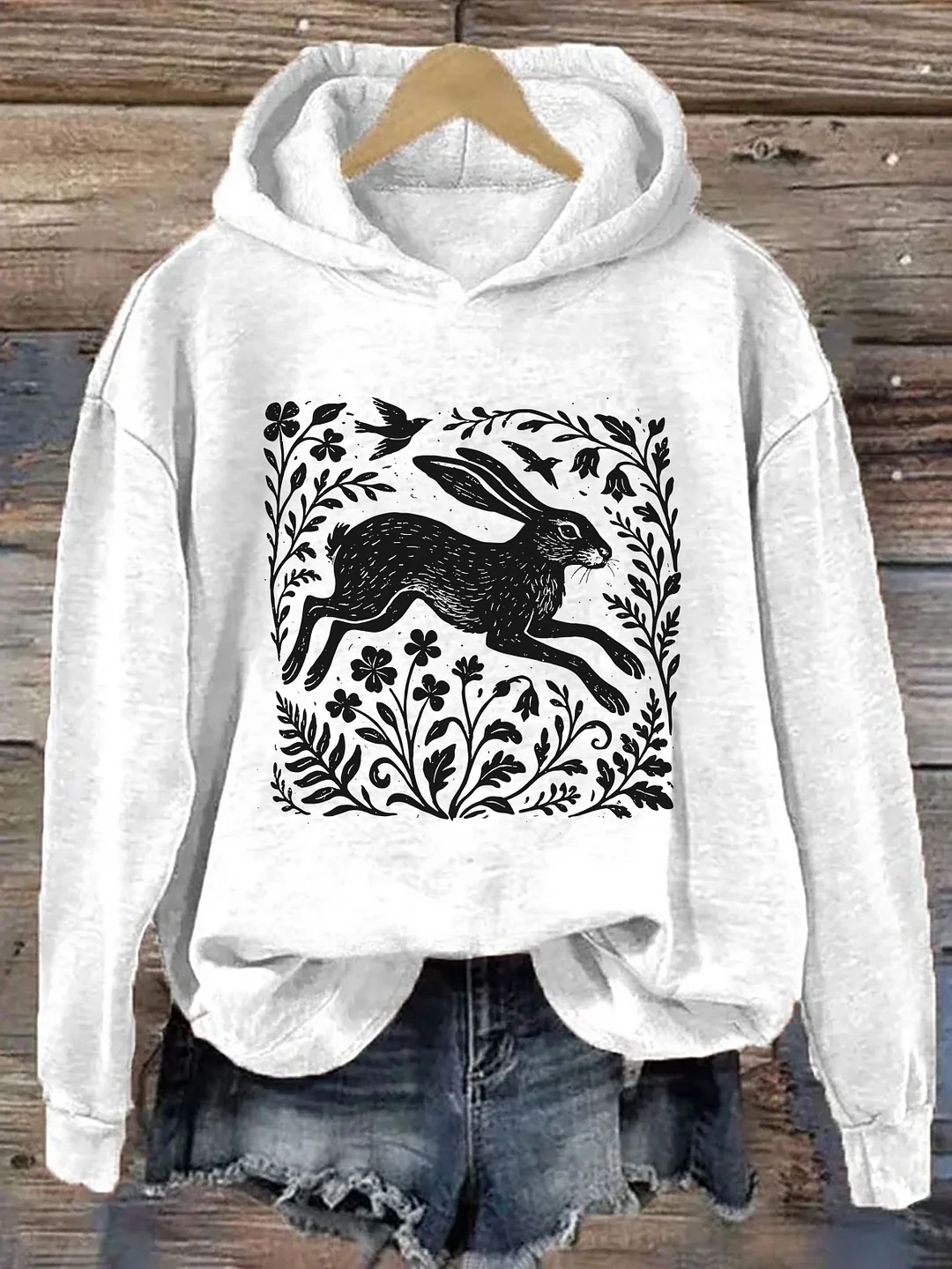 Wild Hare Linoprint Hoodie