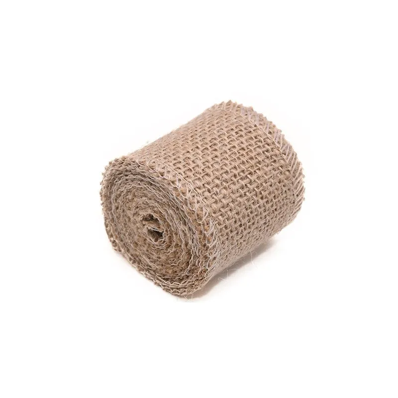 2M Natural Jute Burlap Hessian Ribbon Rolls Vintage Rustic Wedding Decoration Christmas Gift Wrapping Festival Party Home Decor