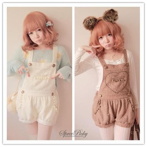 Lovely Heart Downy Woolen Strap Overalls SP140357