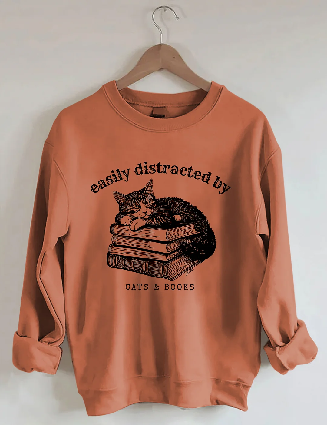 Easily Distracted By Cats And Books Sweatshirt