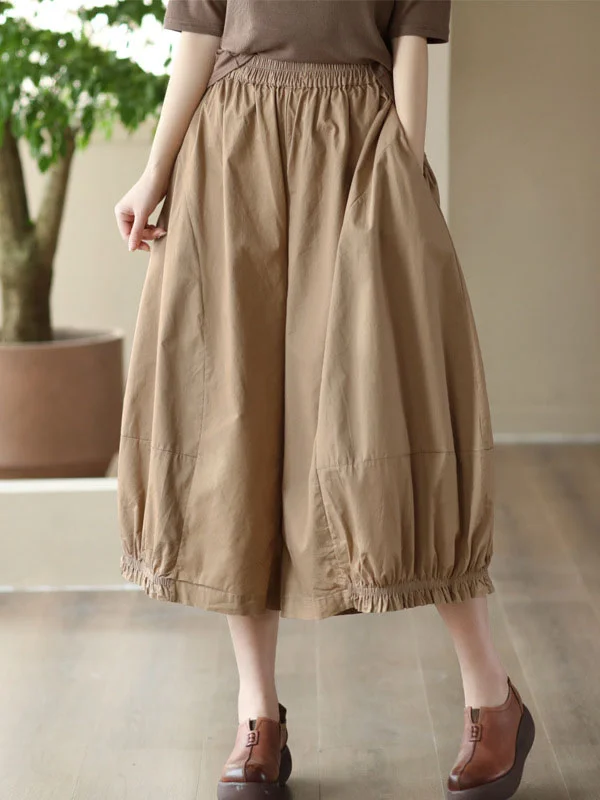 Cropped Pleated Wide Leg Casual Pants Bottoms