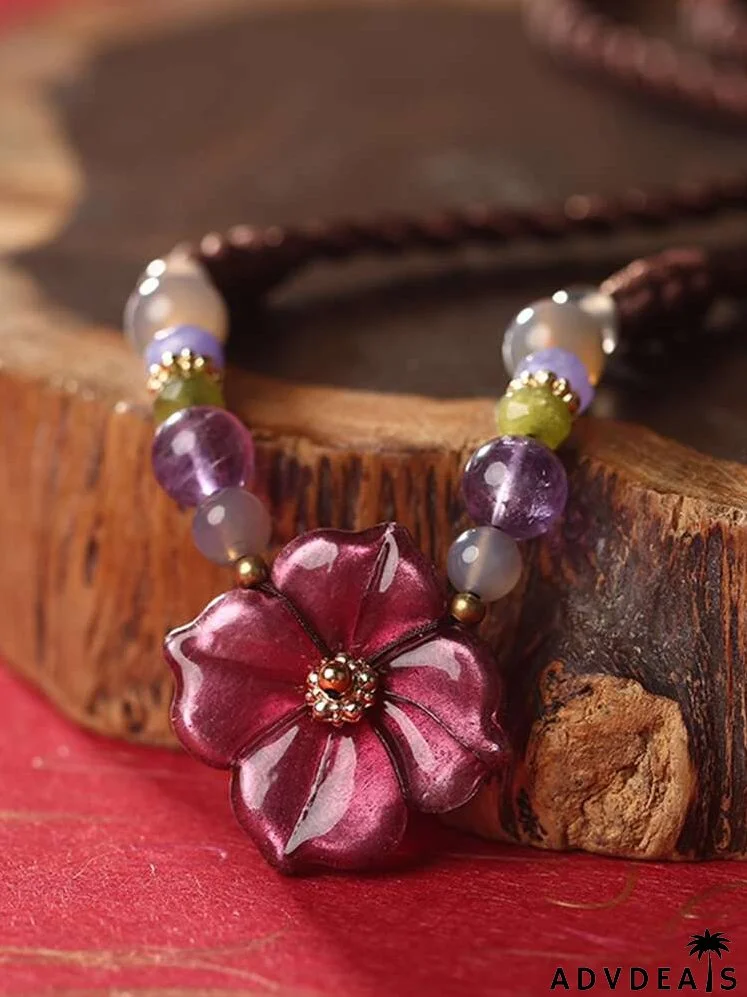 Bead Decor Flower Charm Necklace