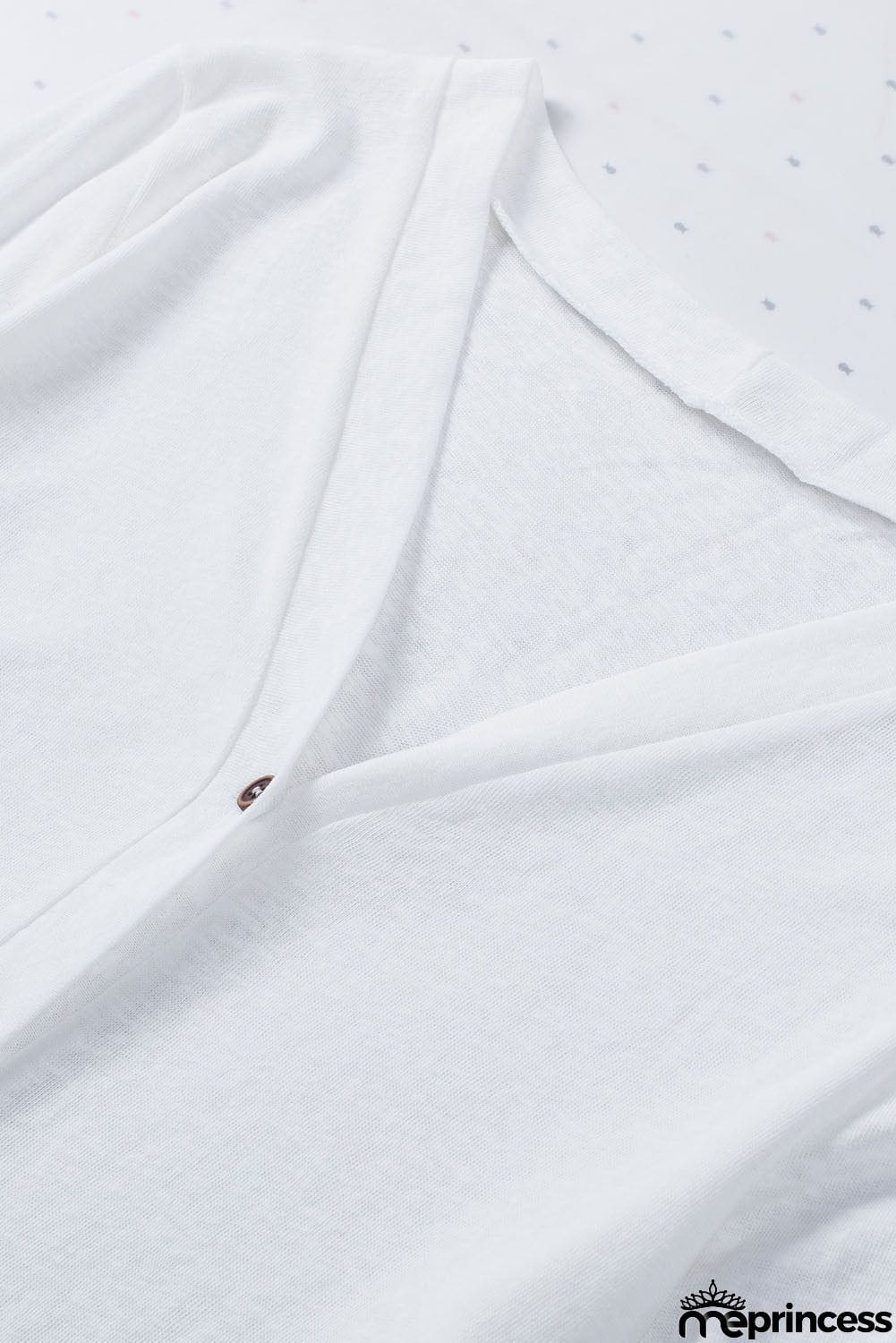 Solid Color Open-Front Buttons White Cardigan