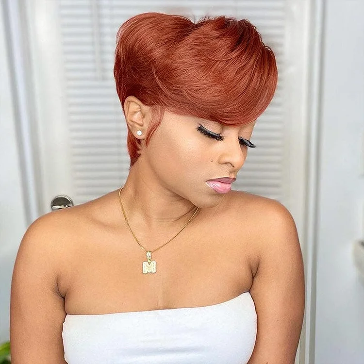 Hot Sale Ginger Orange Short Wavy Bob Pixie Cut Wig