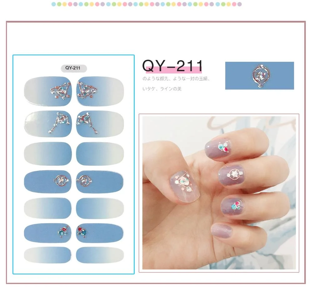 ENDRRFLLA Glitter Decorative Floral Nail Stickers Gray Water Transfer Polish Items Nail Art Decals 2020 New Design Nail Art 1pc-Nail Inspo