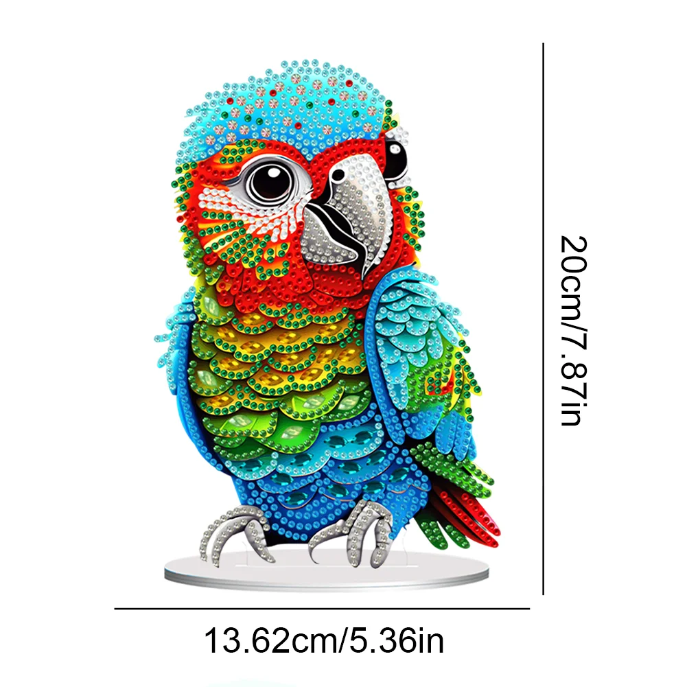 DIY Parrot Single-Sided Acrylic Diamond Painting Tabletop Ornament for Home Office Desktop Decor