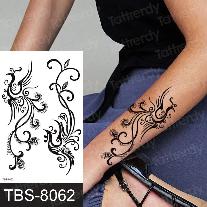 black henna tattoo sticker flower lace mandala temporary tattoo stickers body art sexy arabic indian tattoo decal stretch lotus