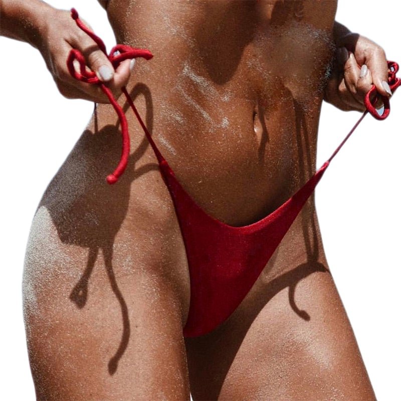 Sexy Women Swimwear Brazilian Cheeky Bikini  New Summer Bottom Side Tie Thong Bathing Swimsuit