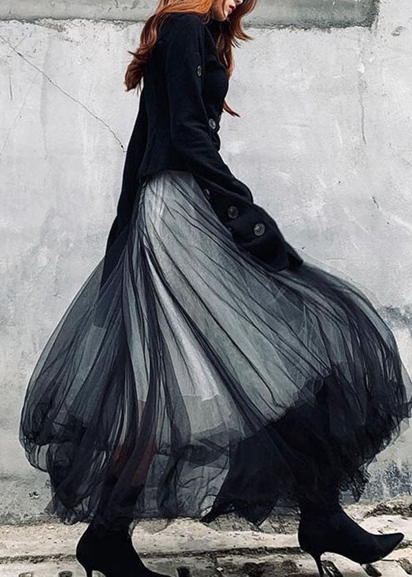 Fashion Khaki Wrinkled Patchwork Tulle Skirts Spring main image 0