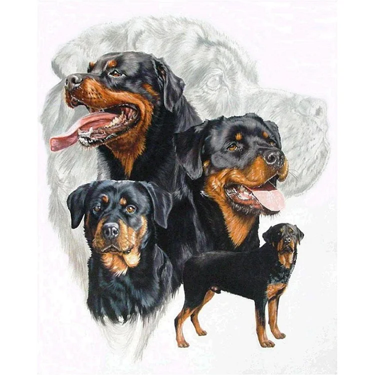 Dogs Group Round Full Drill Diamond Painting 40X30CM(Canvas) gbfke