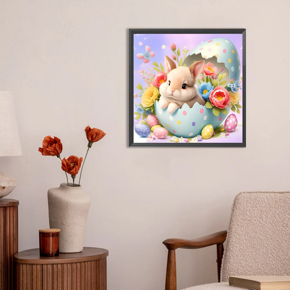 Full Round Diamond Painting 30*30cm - Rabbit In Easter Egg
