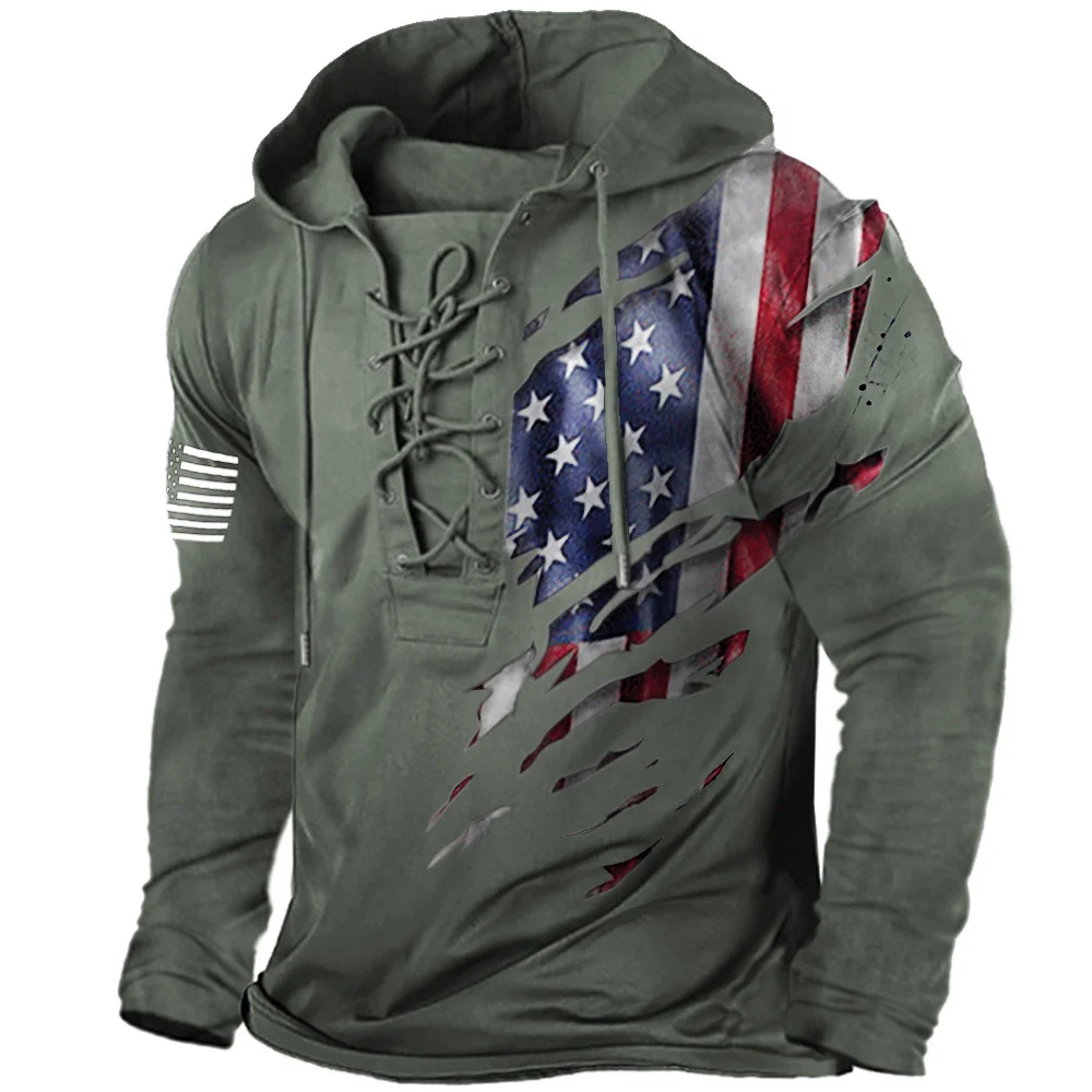 Outdoor American Flag Strap Hoodie