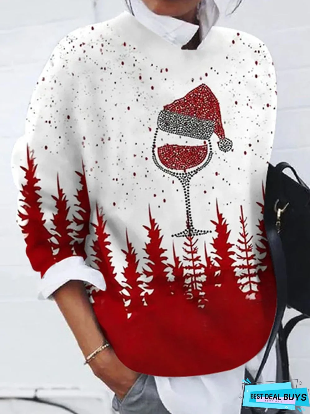 Christmas Wine Glass Casual T-Shirt