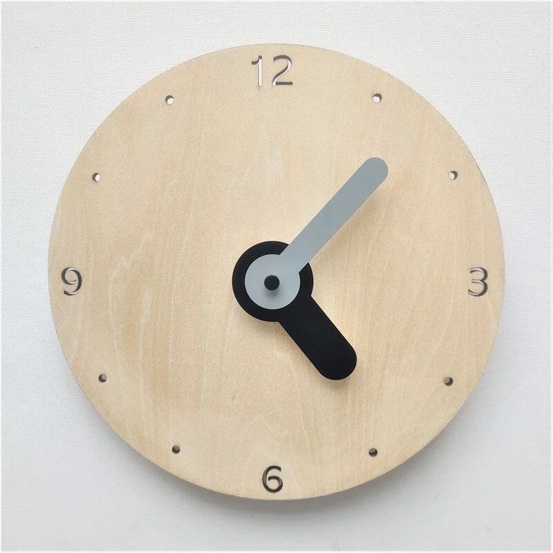 INS Nordic Minimalist Wood Wall Clock Baby Kids Room Decorations Figurines Wooden Mute Clocks Living Room Wall Decor Photo Props