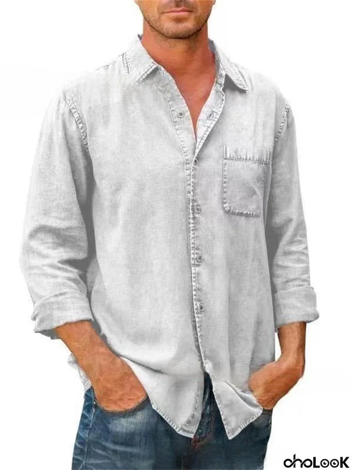 Men's Fashion Comfy Button Up Washed Cotton Shirts