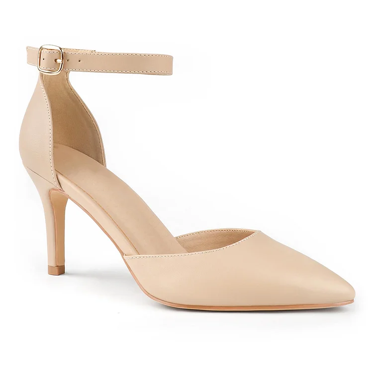 80mm Closed Toe Heels Pumps Pointed Toe Ankle Strap Heels Sandals Vocosi VOCOSI