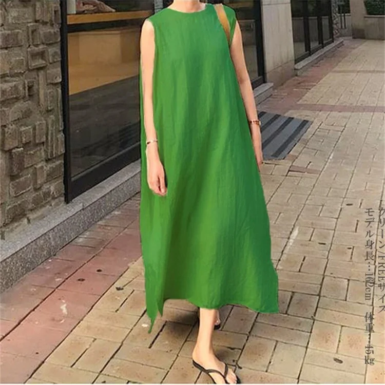 Casual Cotton Linen Sleeveless Maxi Dress