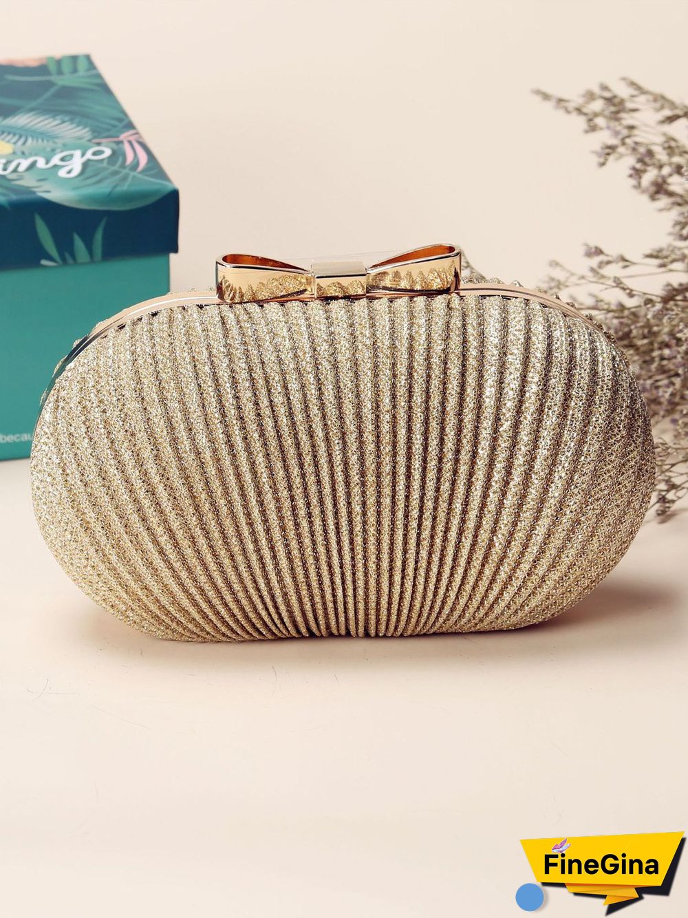 Pleated Butterfly Goose Egg Dinner Bag Oval Clutch Party Party Dress Chain Bag