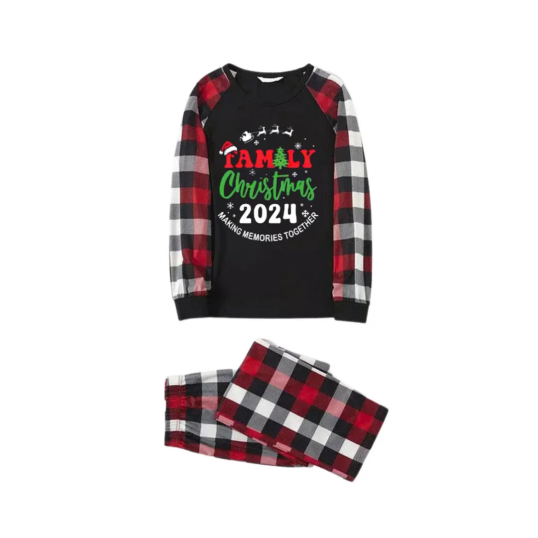 "Family Christmas 2024 Making Memories Together" Pattern Ⅳ- Red&Black&White Plaid  Matching Pajamas