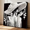 DIY Pearl Painting Hat Elegance for Home Wall Decor with Frame(30*30cm)