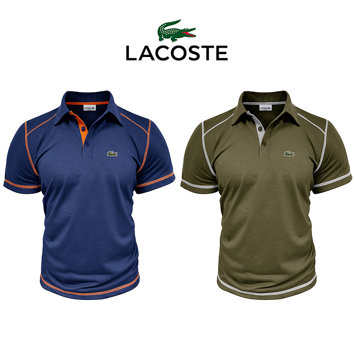 Vyriški vasariniai „Lacoste®“ polo marškinėliai su atvartu ir spalvų blokais, 2 vnt.