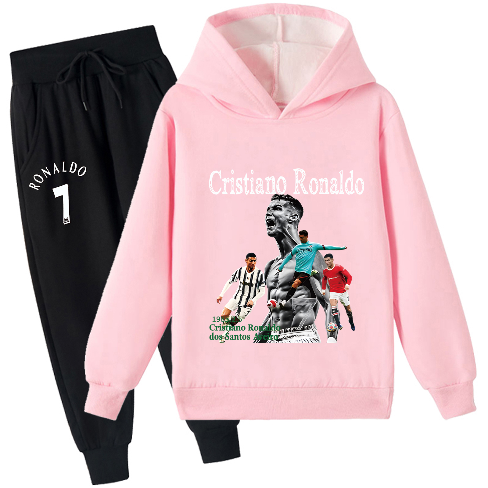 Mayoulove Cristiano Ronaldo Fleece Hoodie Set for Kids - Stylish  Comfortable, Perfect for Boys  Girls-Mayoulove
