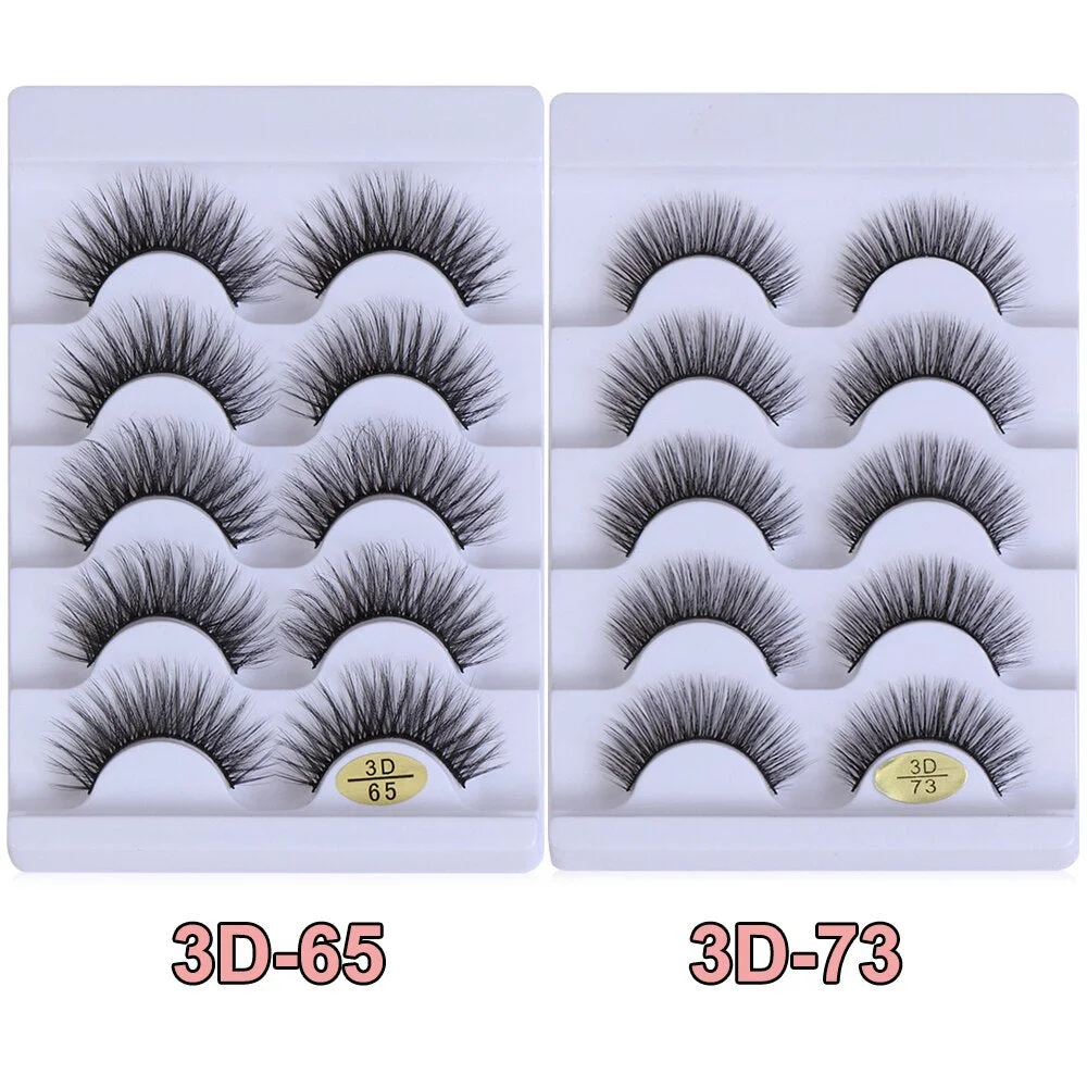 5 pairs of 3D artificial mink false eyelashes small bunch of fluff natural eyelashes manual eyelash extension tool NEW