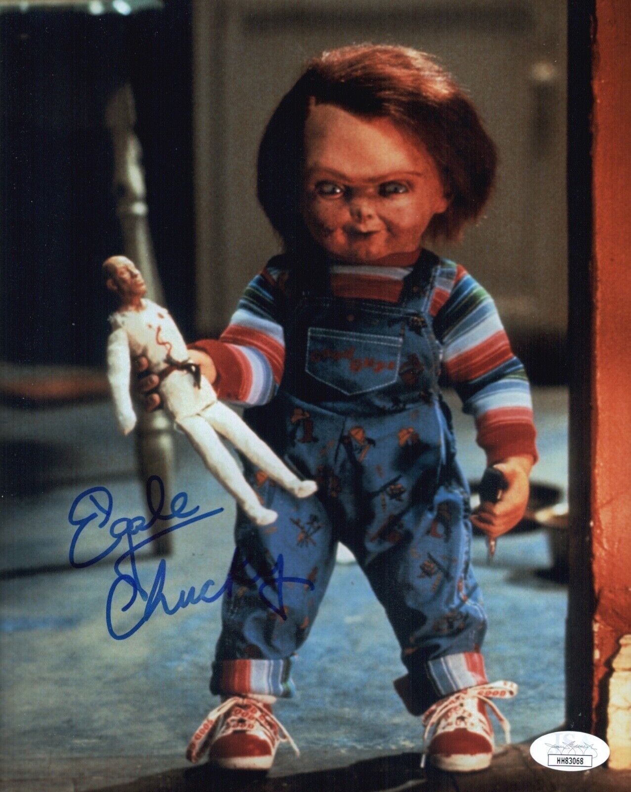 ED GALE Signed CHUCKY 8x10 Photo Poster painting Child's Play In Person Autograph JSA COA Cert