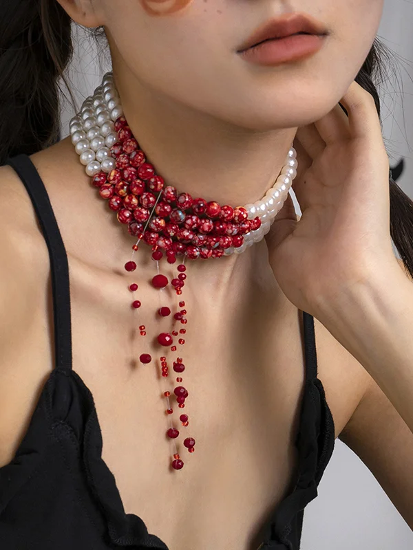 Original Stylish Beads Tasseled Halloween Necklaces Accessories