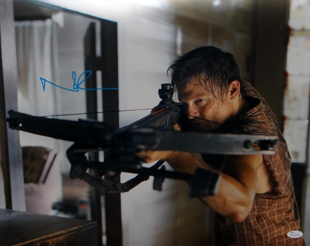 Norman Reedus Signed Walking Dead 16x20 Crossbow Plaid Shirt Photo Poster painting- JSA W Auth