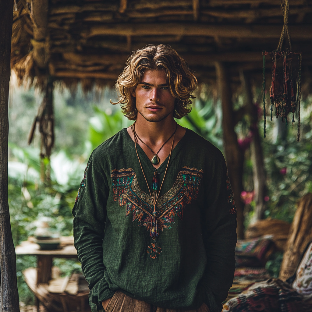 Men's Bohemian Linen Top-inspireuse