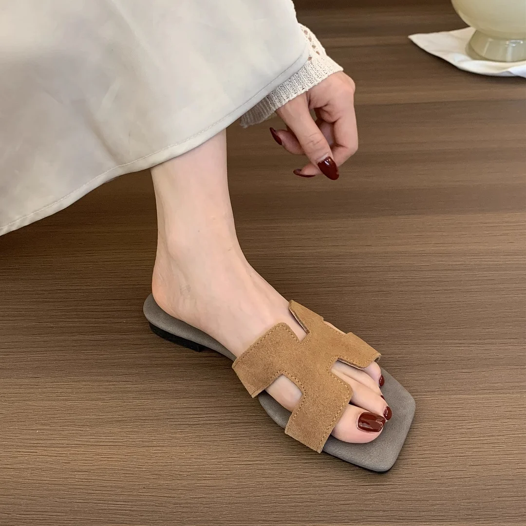 Breakj Breakj Women Wear Summer New Korean Cool Drag Soft Flat Bottom One-Word Drag Seaside Beach Shoes