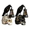 Resin Crow Skull Lamp Gothic Crow Night Light Handcrafted Retro Skull Lamp