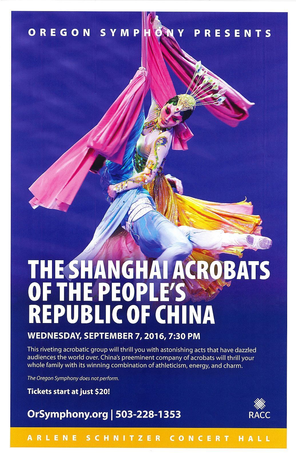 SHANGHAI ACROBATS 2016 POSTER Portland Oregon Acrobatic Peoples Republic China