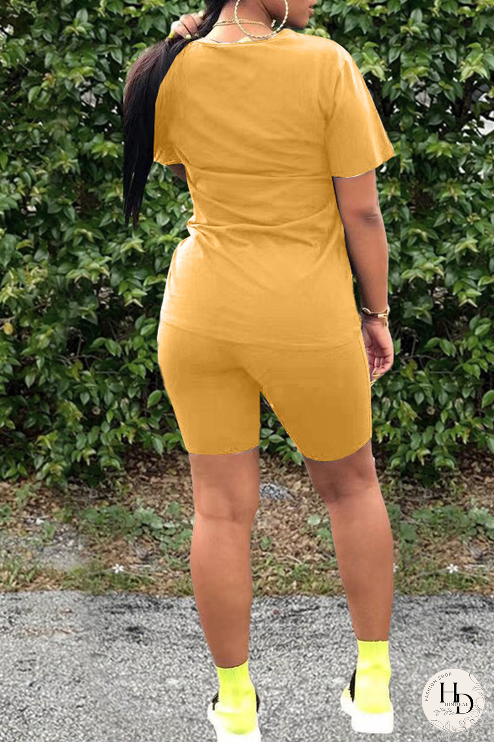 Black Casual Print Split Joint O Neck Short Sleeve Two Pieces