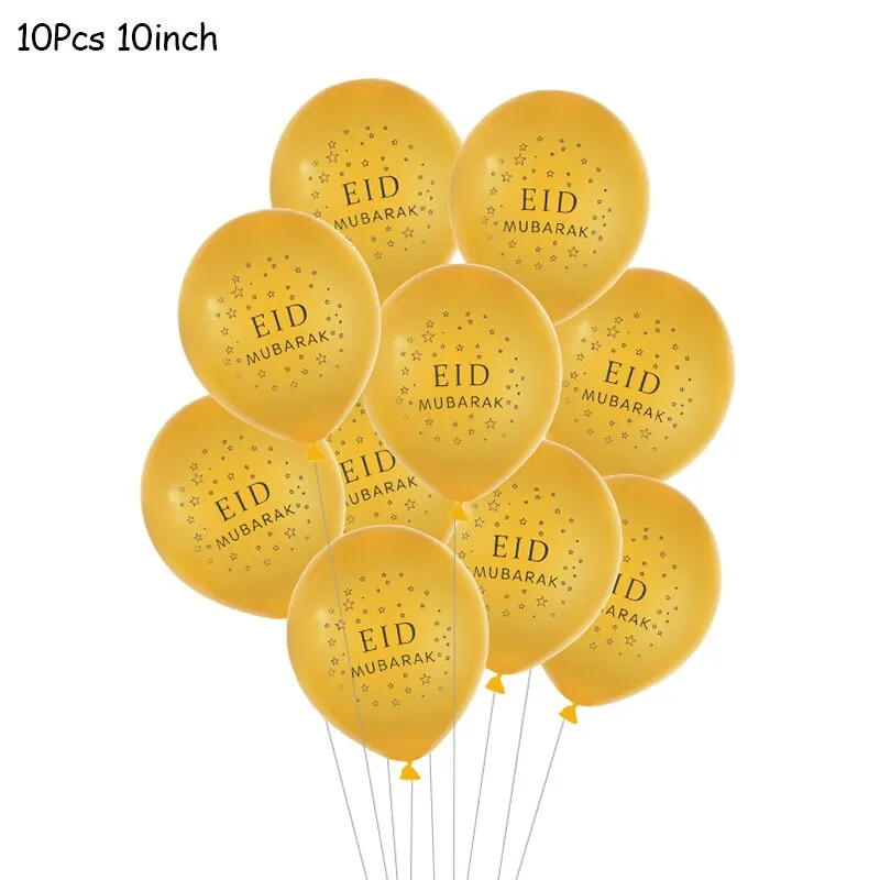 10Pcs EID MUBARAK Balloons Decor Ramadan And Eid Decoration Muslim Hijab Islamic Decor Muslim Ramadan Mubarak Party Supplies