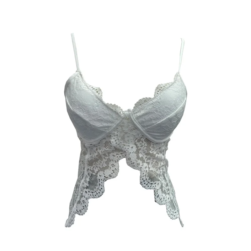 Brownm Real Shot Abstinence Hottie Low Breast With Breast Pad Lace Slings Vest V-Neck Butterfly-Like Umbilical Umb 3045