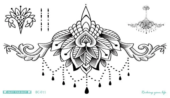 38 Kinds Adult Chest Back Tattoo Big Size Sexy Flowers Mandala Totem Waterproof Temporary Body Art Sticker tatouage temporaire