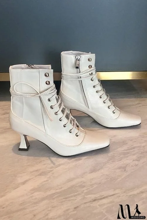 MidiSono - Vintage Zipper Lace Up Boots