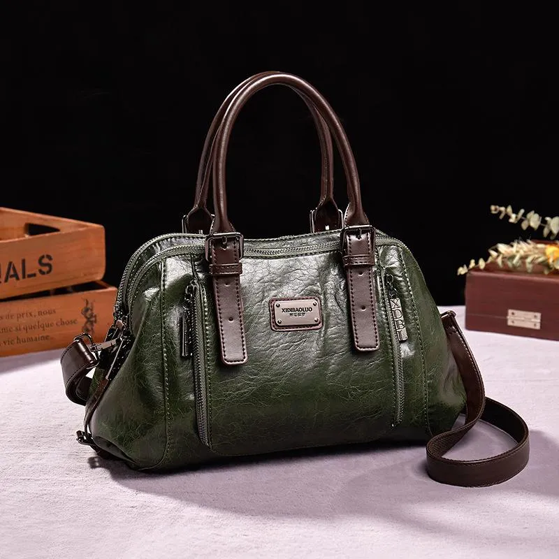 Retro fashion carry crossbody can adjust large capacity multi-layer bag