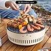 Camping Wood Stove, BBQ Grill Charcoal Smokeless Burner Multifunctional Wood Stove Tent Grill, Stainless Steel