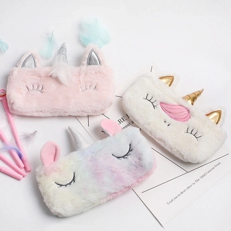 Cross-border New Arrival Pencil Case Girl Rainbow Stationery Case Student Cartoon Plush Pencil Bag Pencil Case Storage Cosmetic Bag4