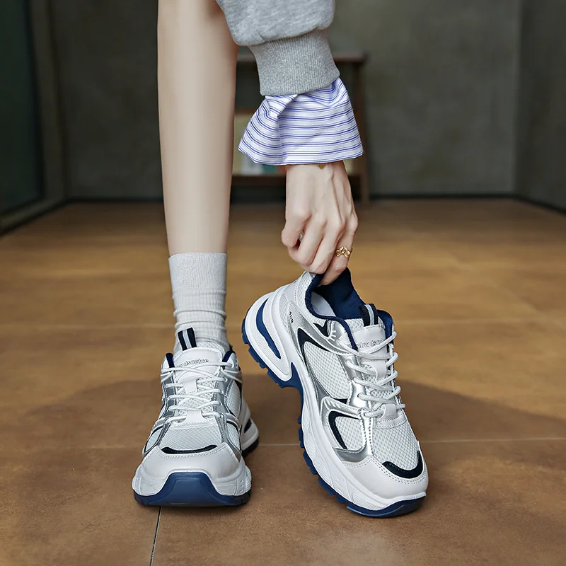 Yyvonne Old Dad Shoes Women Light And Easy To Catch Up With Breathable To Increase The Net Running Spring Sports Shoes Casual Shoes Women's High Sense