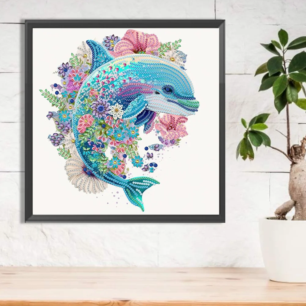 Diamond Painting - Partial Special Shaped Drill - Dolphin(Canvas|30*30cm)