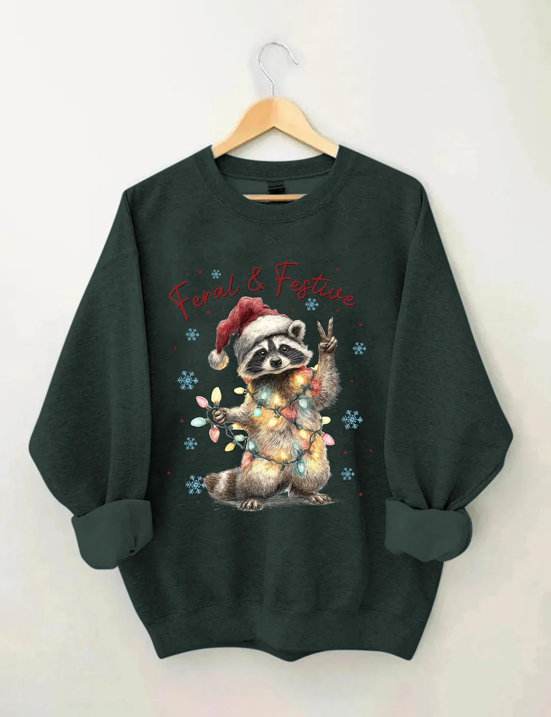 Feral And Festive Raccoon Sweatshirt