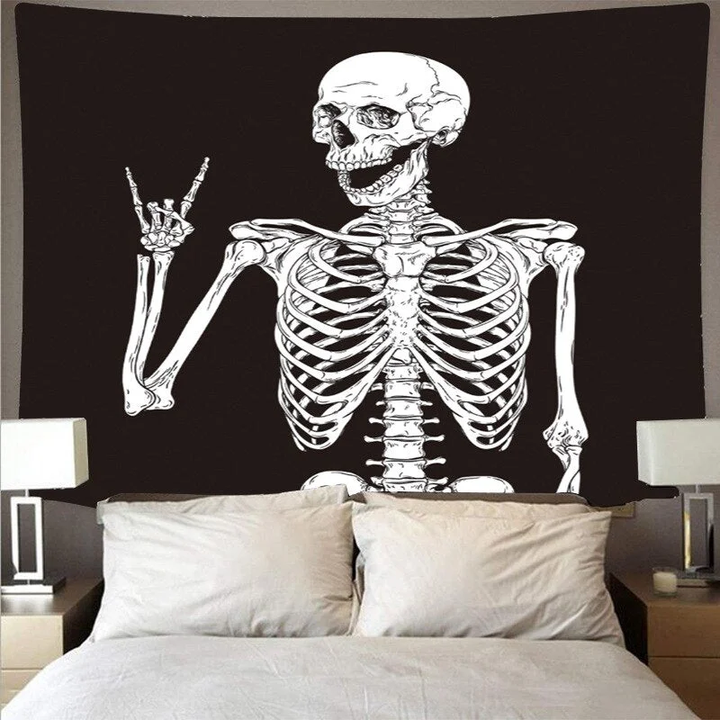 Skull King Moon Tapestry Mandala Carpet Hippie Divination Witchcraft Wall Hanging Blanket