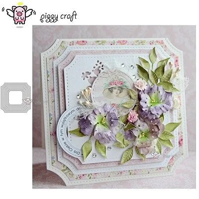 Piggy Craft metal cutting dies cut die mold IHS letter lace frame Scrapbook paper craft knife mould blade punch stencils dies