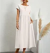 2023 Spring Fashion Solid Color Cotton Linen Pocket Dress