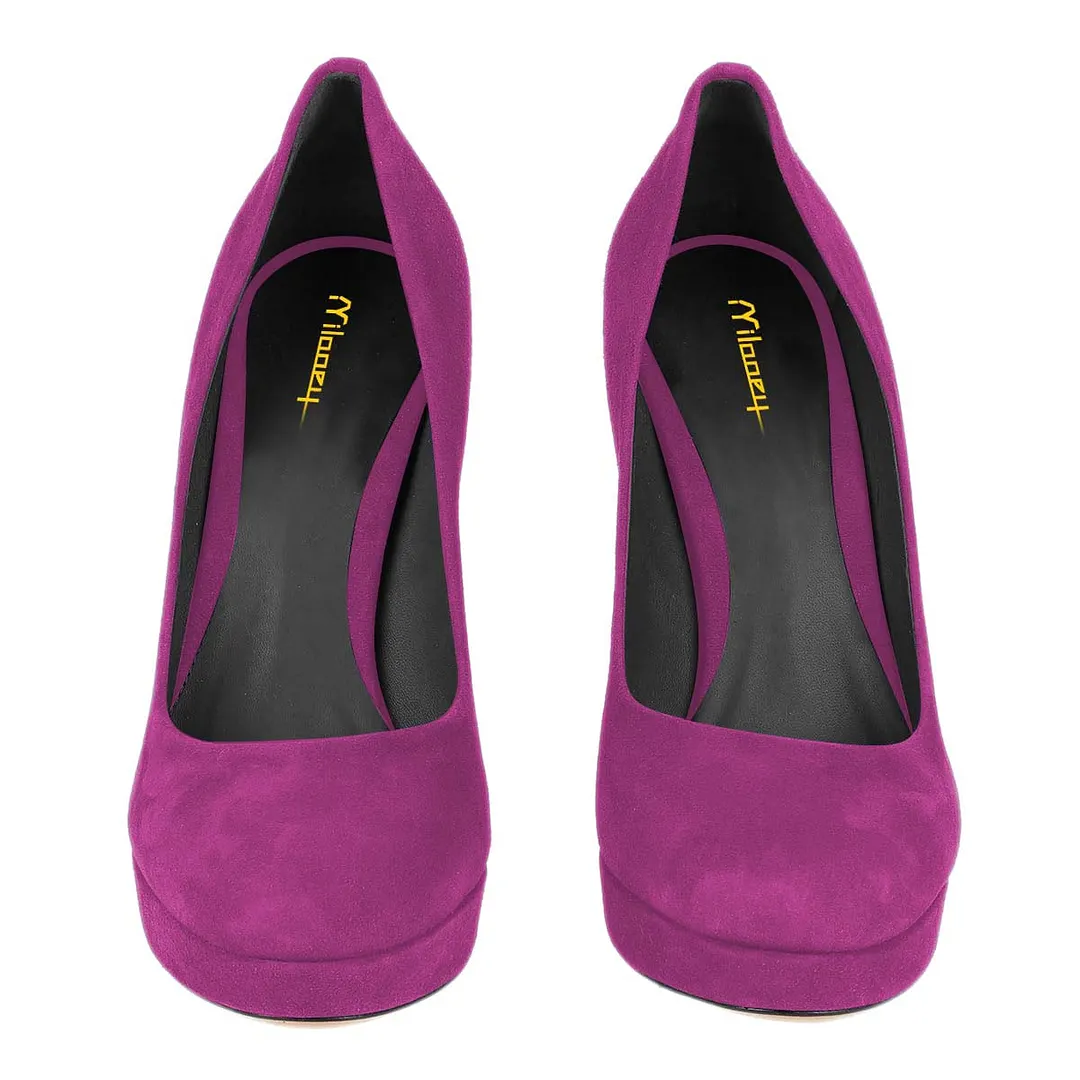 Classic Round Toe Chunky Heel Pumps