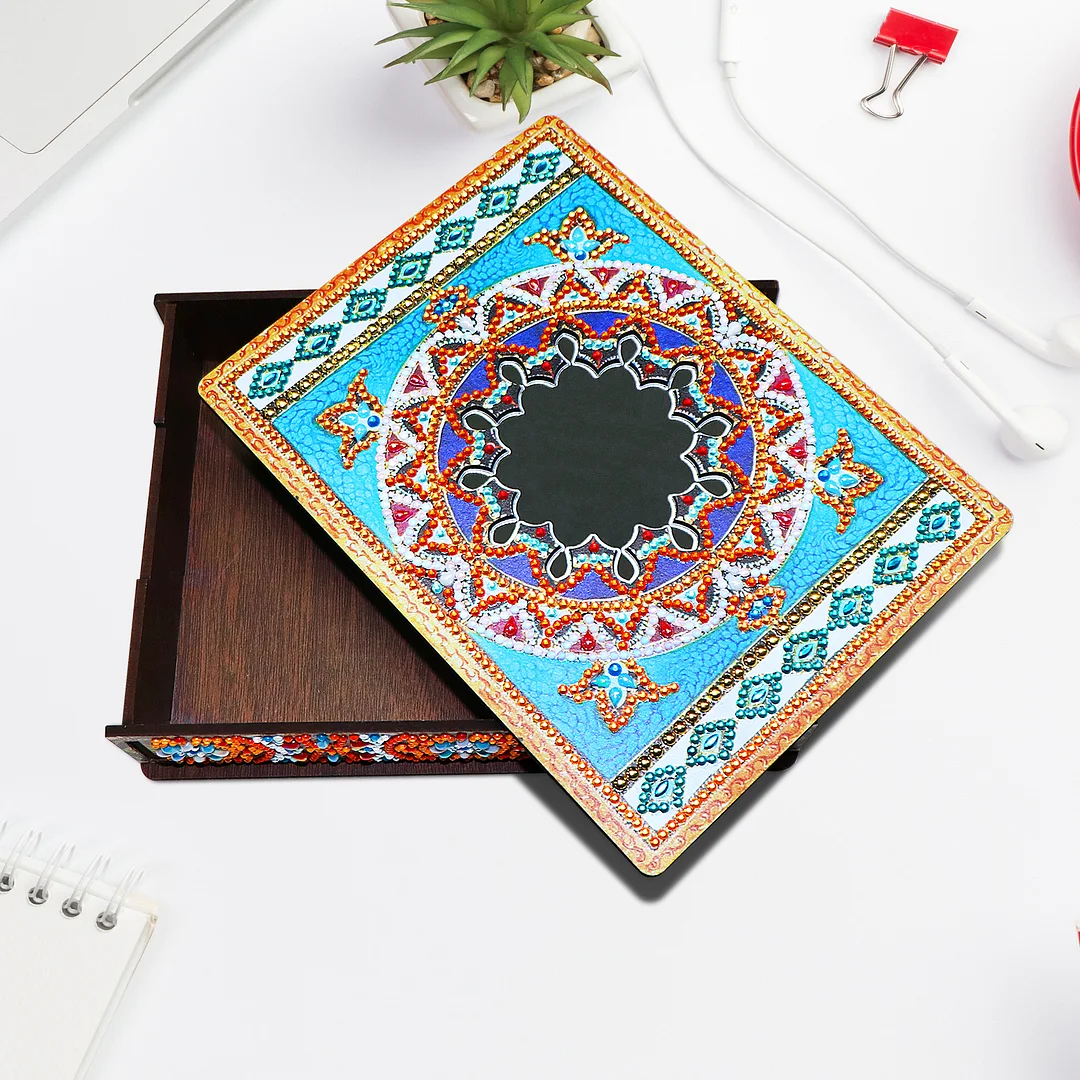 New Diamond Mosaic Set Wooden Box With Mirror Diamond Painting Jewelry Storage Box Diamond Embroidery Diy Girl Birthday Gift